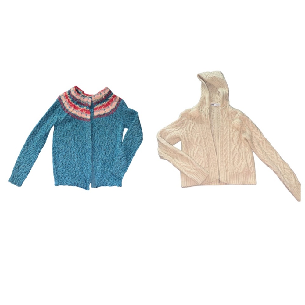 Blue and Cream Knit Jackets